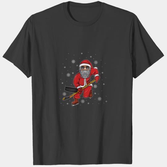 Ice Hockey Santa Claus Funny Cute Christmas Gift T-shirt