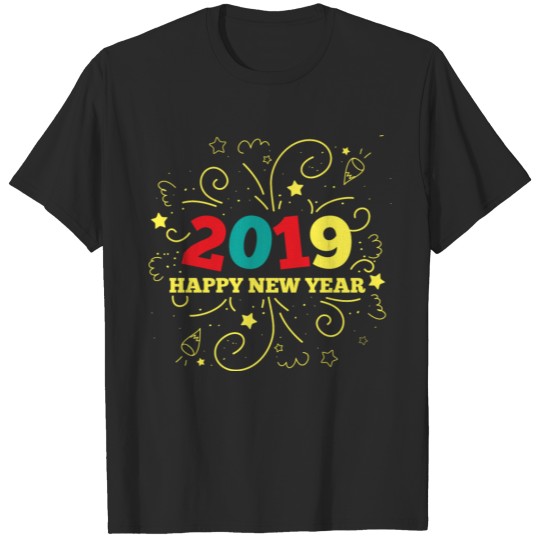 Discover Happy New Year 2019 Fireworks Celebration New T-shirt