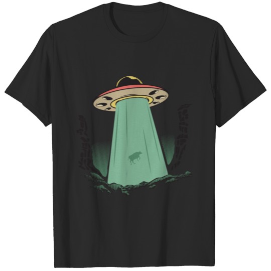 Discover UFO Aliens Cow Abduction Invasion Science Geek T-shirt