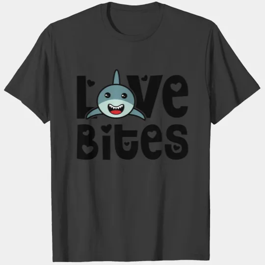 Love Bites Kawaii Chibi Shark Valentine's Day Cute T-shirt
