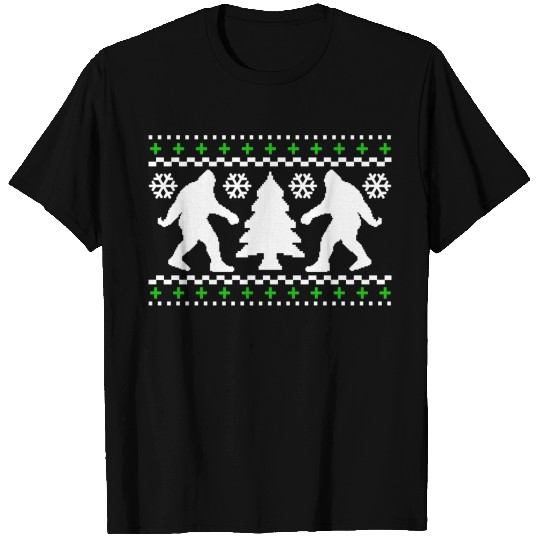 Comical Bigfoot Christmas Design T-shirt