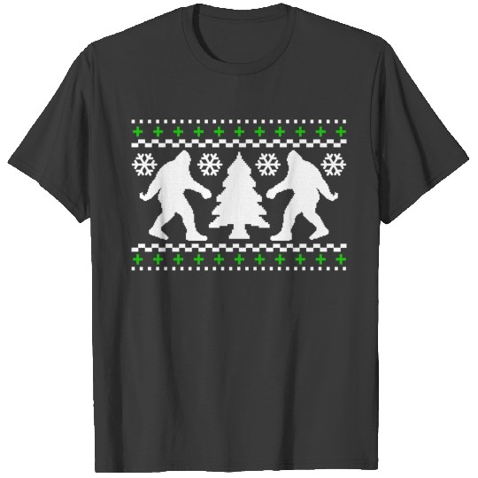 Comical Bigfoot Christmas Design T-shirt