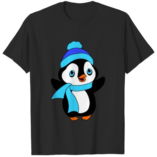 Discover Cute little happy baby winter penguin, hat, scarf. T-shirt