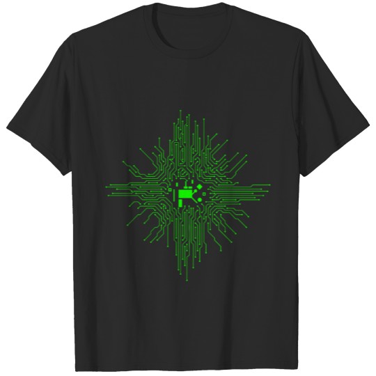 Power Circuit Tech Nerd CPU Green T-shirt