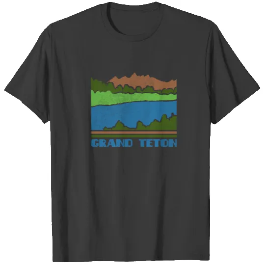 Grand Teton National Park Skyline Retro Cityscape T-shirt