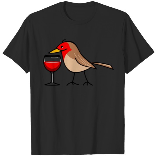 Robin with red wine T-shirt