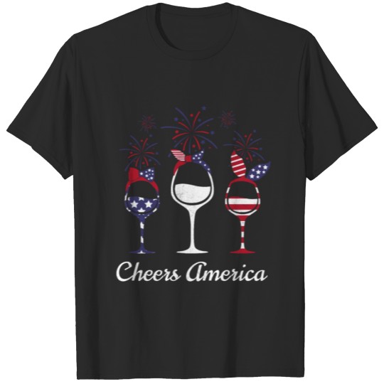 Discover Funny Drinker Wine 4th of July Red White Blue Gift T-shirt