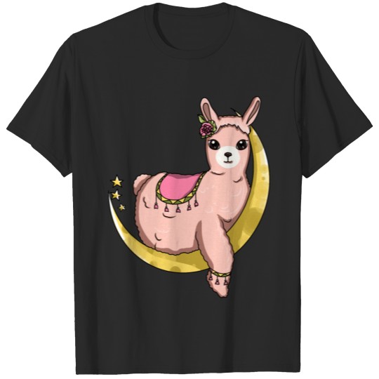 Alpaca moon stars pretty gorgeous pink alpaca gift T-shirt