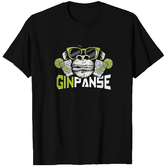 Ginpanse alcohol lover gift monkey drunk T-shirt