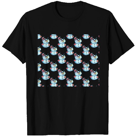 Angry Cute Chibi Snowman Pattern T-shirt