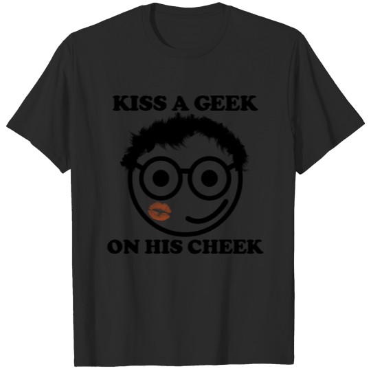 Discover Kiss a geek on his cheek cartoon T-shirt