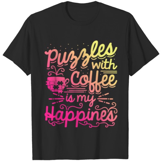 Discover Puzzles with Coffee Is My Happiness Mens Clothings T-shirt
