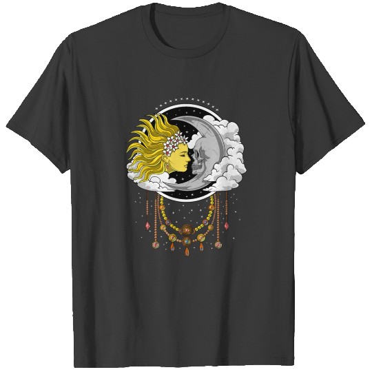 Vintage Skull Moon And Sun T-shirt