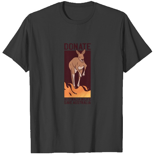 Donate for australia kangaroo with flames T-shirt