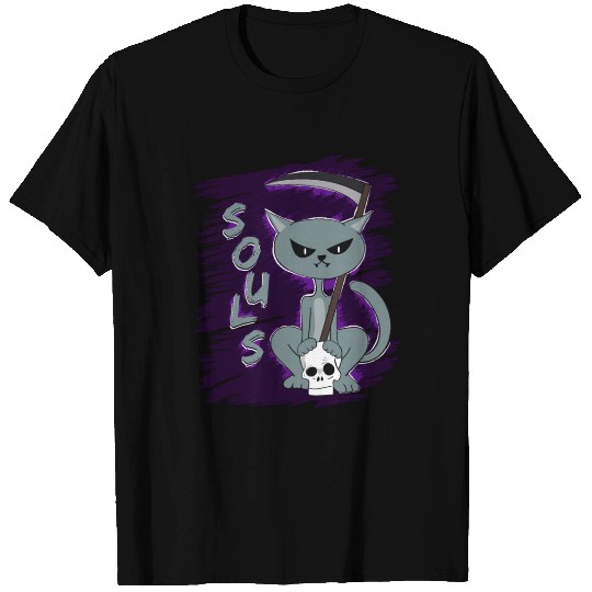 Cat Souls evil dead funny T-shirt