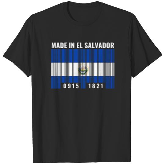 Discover El Salvador Heritage El Salvadorian Roots Barcode T-shirt