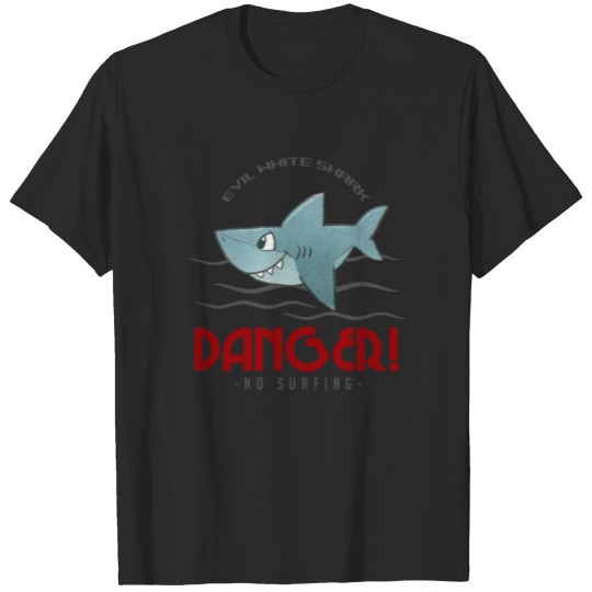 Discover Evil White Shark Danger No Surfing Casual Clothing T-shirt