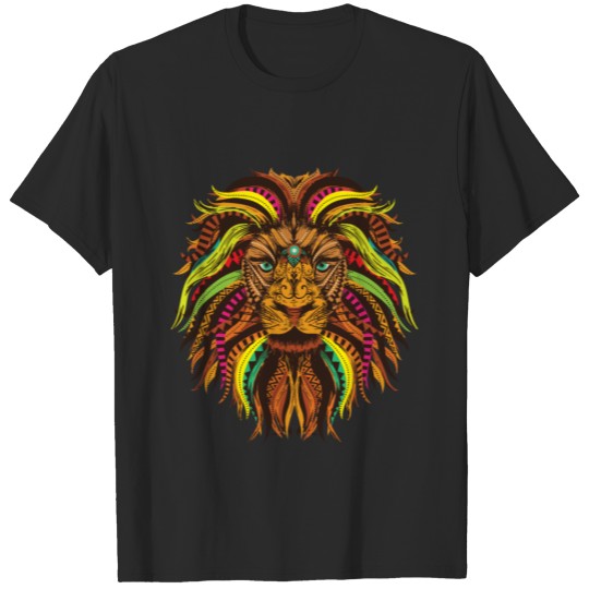Colorful Lion Face Graphic Mens T-shirt