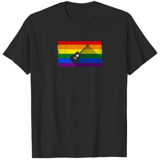 Discover Pride Rainbow Flag - Acoustic Guitar Shadow T-shirt