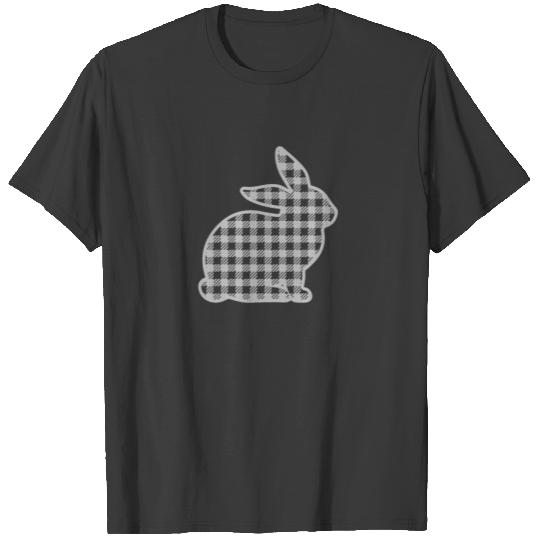 Easter Bunny Gray Plaid Rabbit Tartan Gingham Grey T-shirt