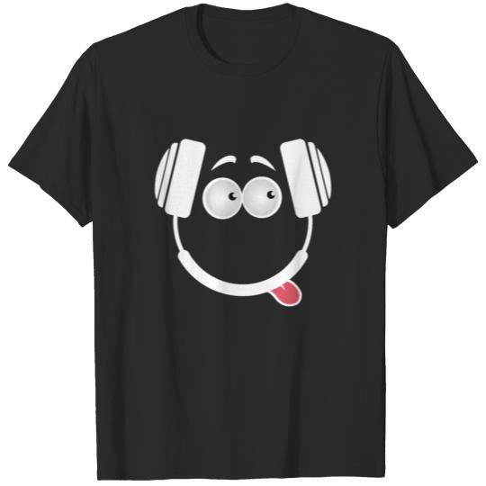 Headphones Cool Cute Silly Face T-shirt