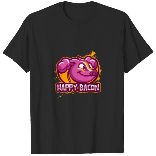 Discover Happy Bacon Piggy Funny Art Design T-shirt