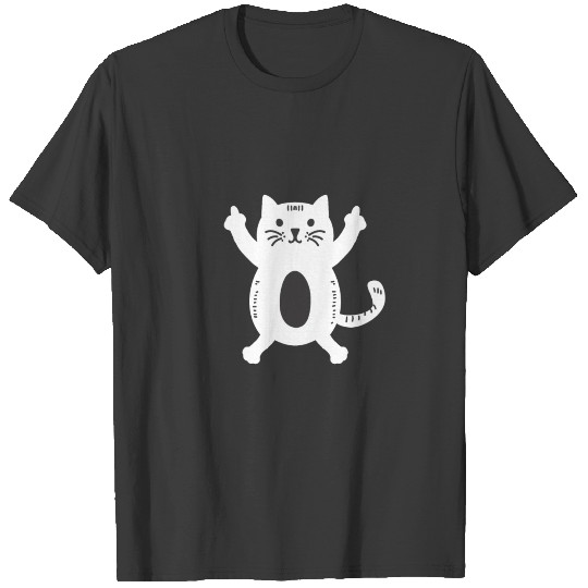 Kitten Funny Animals cheeky cat Middle finger T-shirt