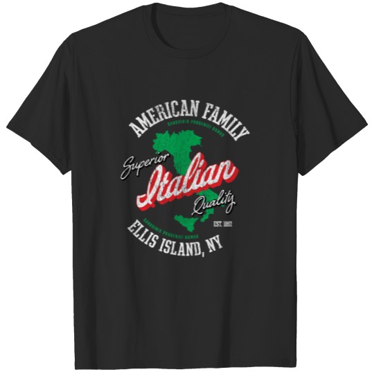 Italian American - Ellis Island - Vintage Faded T-shirt