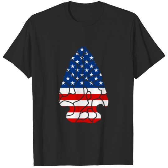 Discover American Flag Arrowhead Hunter Artifacts Collector T-shirt
