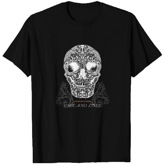 chicano style, jackseven customs, skull, bikers T-shirt