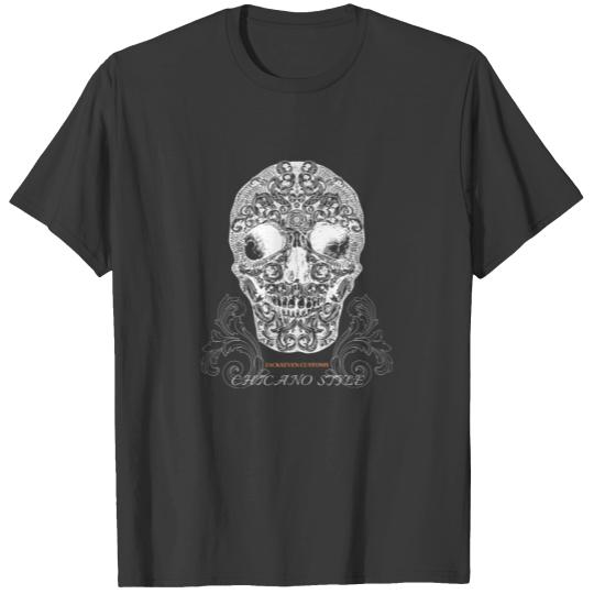 chicano style, jackseven customs, skull, bikers T-shirt