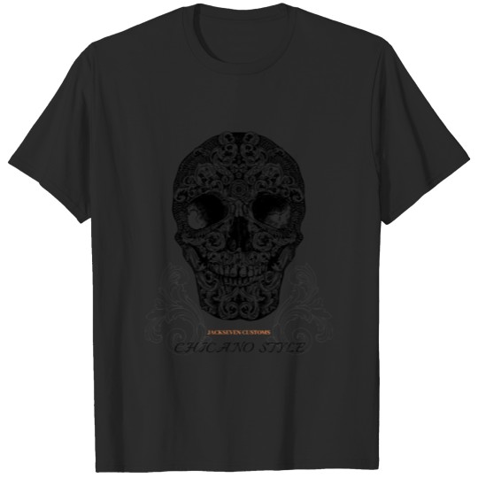 Discover chicano style, jackseven customs, skull, bikers T-shirt