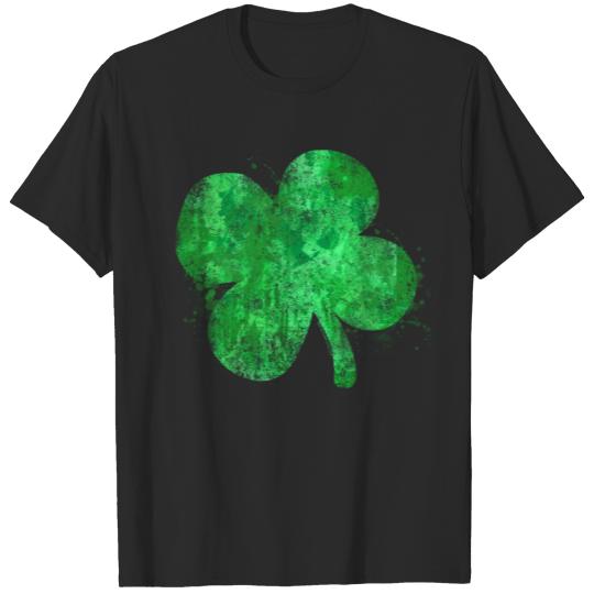 Discover Watercolor Grunge Four Leaf Clover St Patricks Day T-shirt