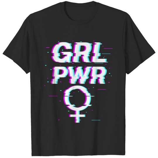 Discover Girl Power Glitch Women Empowerment T-shirt