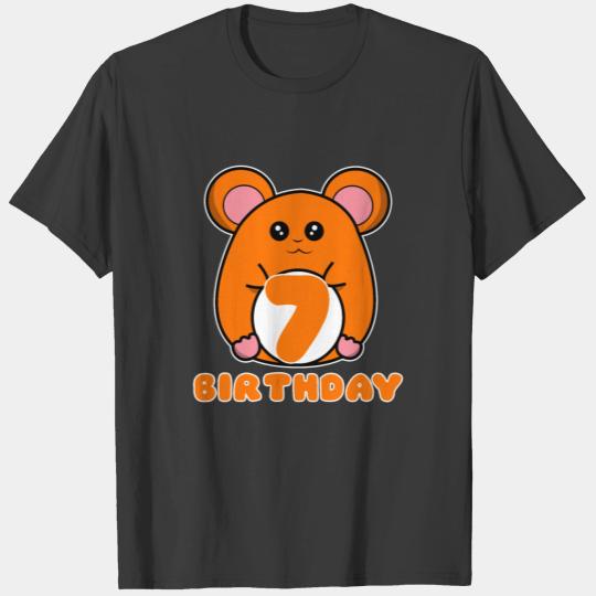 7th birthday hamster girl boys T-shirt