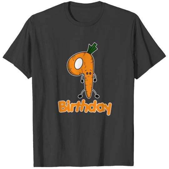 9th birthday girl boys carrot T-shirt