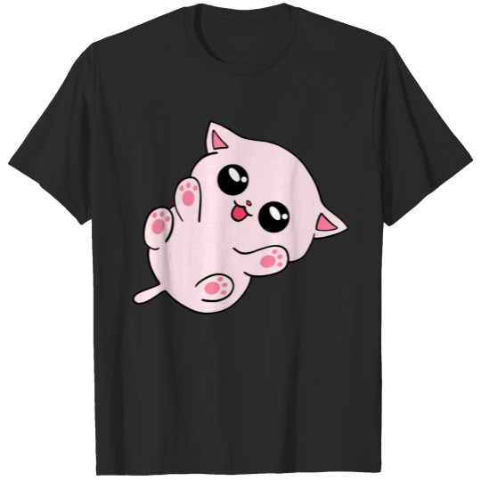 Discover Cute lil' funny pink Kawaii playing kitten cartoon T-shirt