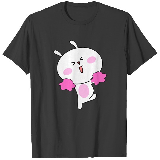 Discover Cute funny cheering cheerleader bunny, pop-poms T-shirt