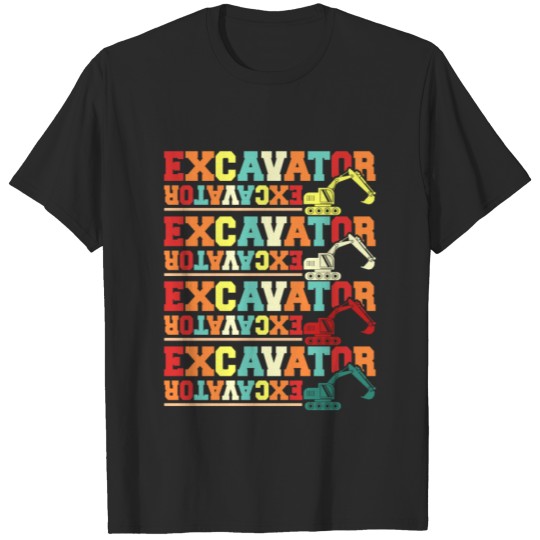Discover Excavator driving construction site construction w T-shirt