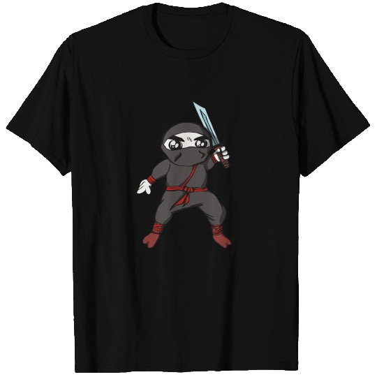 Cartoon Ninja Character with Katana T-shirt