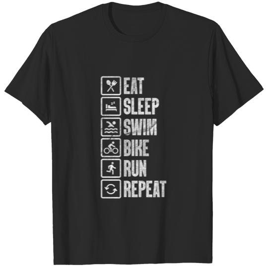 Discover Triathlon Eat Sleep Swim Bike Run Repeat T-shirt