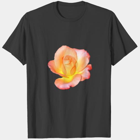 Apricot Rose On Black T-shirt