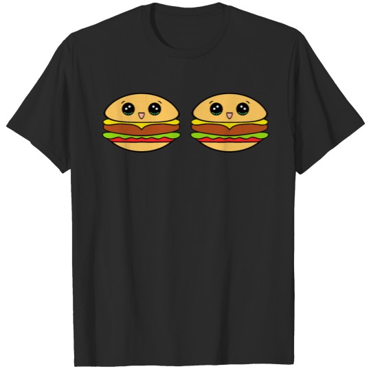 Cute happy funny yummy delicious Kawaii burgers T-shirt