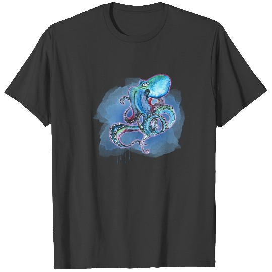 octopus monster water illustration pirate carebeen T-shirt