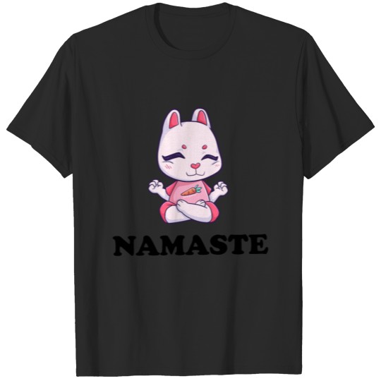 Discover Yoga bunny rabbit Namaste Meditation T-shirt