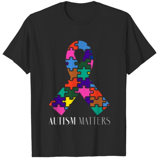 Discover Autism Puzzle Ribbon - White Lettering T-shirt