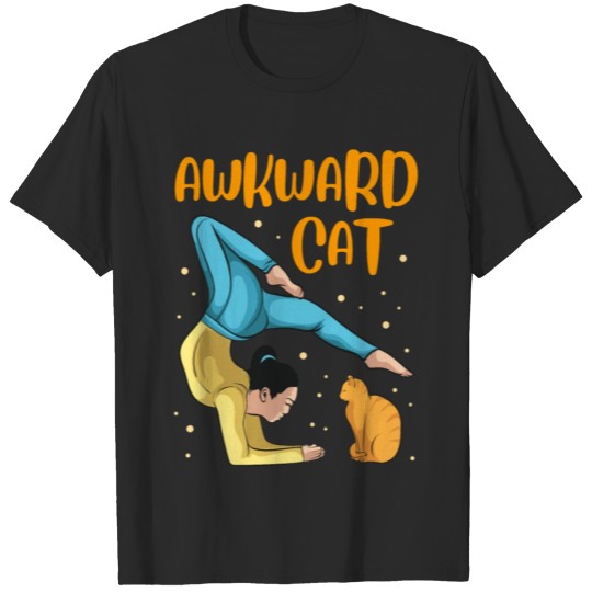 Discover Funny Awkward Cat Yoga Mom Girl Cute Yoga Cats T-shirt