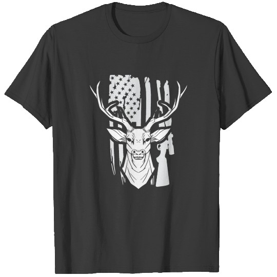Discover Deer America Flag Hunting Gifts Funny Hunting T-shirt