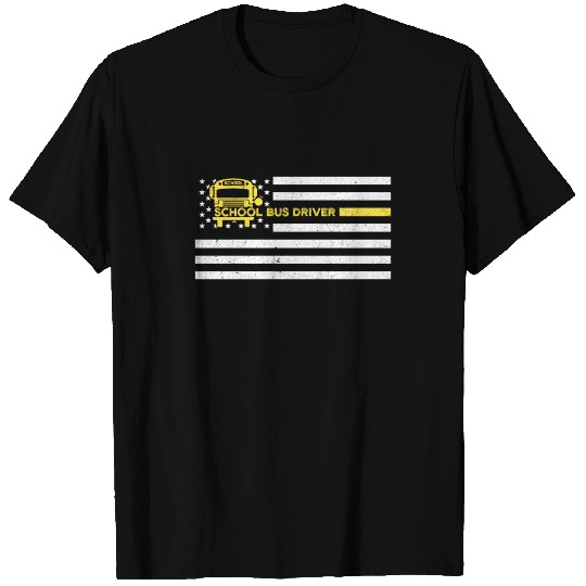 School Bus Driver Vintage USA Flag Cool Gift Ideas T-shirt