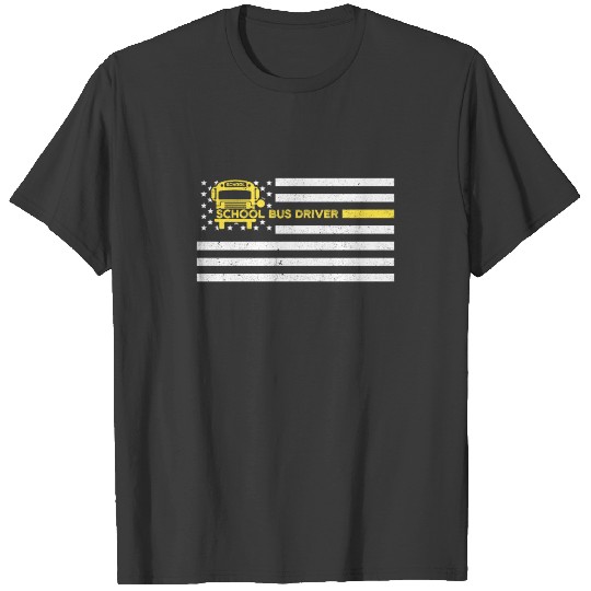 School Bus Driver Vintage USA Flag Cool Gift Ideas T-shirt